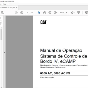 Cat Hydraulic Shovel 6060 AC 6060 AC FS Sistema de Controle de Bordo IV eCAMP Manual de Operação BI015343-01 -  PDF DOWNLOAD (Portuguese)