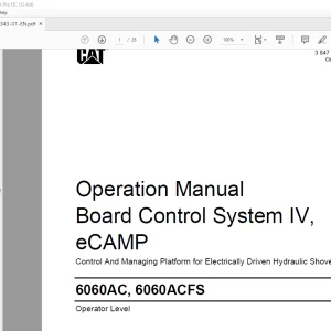 Cat Hydraulic Shovel 6060AC, 6060ACFS Board Control System IV, eCAMP Operation Manual BI015343 - PDF DOWNLOAD