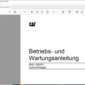 Cat Hydraulikbagger 6060, 6060FS Betriebs- und Wartungsanleitung - PDF DOWNLOAD (German)
