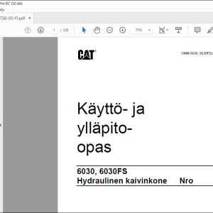 Cat Hydraulinen kaivinkone 6030, 6030FS Käyttö- ja ylläpitoopas - PDF DOWNLOAD (Finnish)