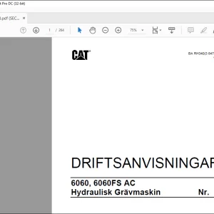 Cat Hydraulisk Grävmaskin 6060, 6060FS AC DRIFTSANVISNINGAR MANUAL - PDF DOWNLOAD (Swedish)