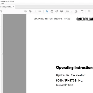 Caterpillar Bucyrus 6040 RH170B Hydraulic Excavator Operating Instructions Manual BI651399 -  PDF DOWNLOAD