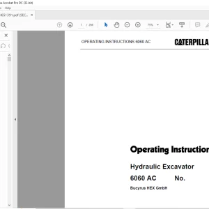 Caterpillar Bucyrus 6060 Hydraulic Excavator INSTRUCTIONS MANUAL BI651391  - PDF DOWNLOAD