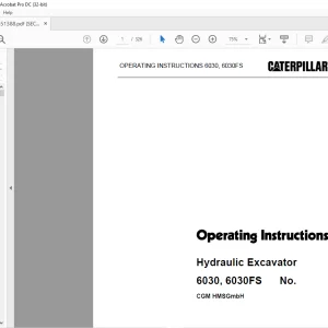 Caterpillar Hydraulic Excavator 6030, 6030FS OPERATING INSTRUCTIONS MANUAL BI651388  - PDF DOWNLOAD