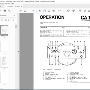 DYNAPAC CA 15 Vibratory Roller Diesel Engine Deutz F4L 912 Operation Manual PDF DOWNLOAD