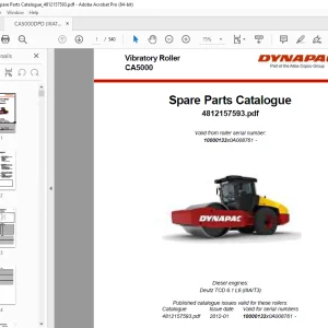 DYNAPAC CA5000 Vibratory Roller Parts Catalog Manual 4812157593 PDF DOWNLOAD