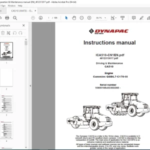 DYNAPAC CA510 Driving & Maintenance Instruction Manual PDF DOWNLOAD