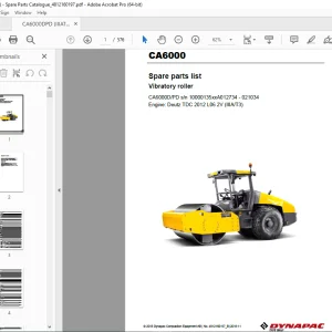 DYNAPAC CA6000 Vibratory Roller Parts Catalog Manual 4812160197_B PDF DOWNLOAD
