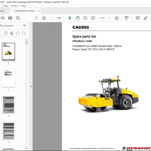 DYNAPAC CA6500 Vibratory Roller Parts Catalog Manual 4812160199_AB PDF DOWNLOAD