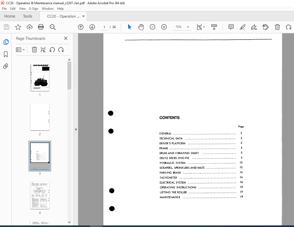 DYNAPAC CC 20 Instruction Manual SN 489513 PDF DOWNLOAD - HeyDownloads ...