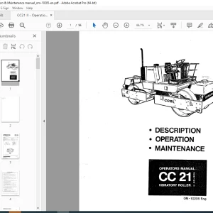 DYNAPAC CC21 Vibratory Roller Operators Manual SN 476 004 PDF DOWNLOAD