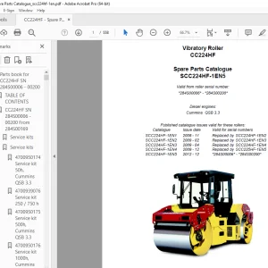 DYNAPAC  Vibratory Roller CC224HF Parts Manual SCC224HF-1EN5 PDF DOWNLOAD
