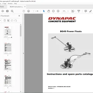 DYNAPAC CONCRETE EQUIPMENT BG49 Power Floats Instructions and spare parts catalogue 4700368349 PDF DOWNLOAD
