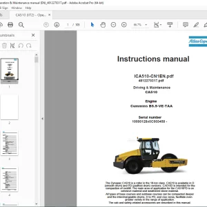 DYNAPAC Driving & Maintenance CA510 Engine Cummins B5.9-VE-TAA Instructions manual PDF DOWNLOAD