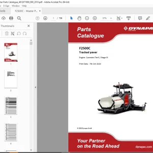 DYNAPAC F2500C Tracked paver Parts Manual PDF DOWNLOAD