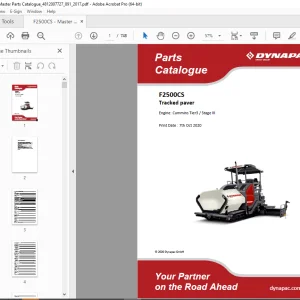 DYNAPAC F2500CS Tracked paver Parts Manual PDF DOWNLOAD