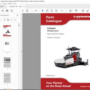 DYNAPAC F2500W WS Wheeled paver Parts Manual PDF DOWNLOAD