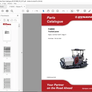 DYNAPAC  Tracked paver F1800C Parts Manual PDF DOWNLOAD