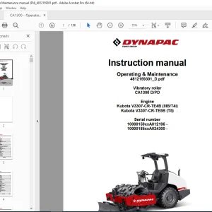 DYNAPAC Vibratory Roller CA1300 D CA1300 PD Instruction Manual PDF DOWNLOAD