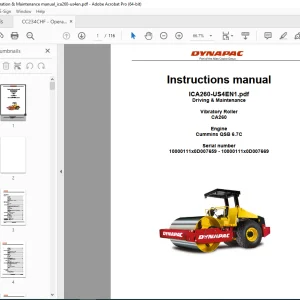 DYNAPAC Vibratory Roller CA260 Driving & Maintenance Instruction Manual PDF DOWNLOAD