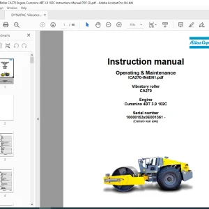 DYNAPAC Vibratory Roller CA270 Engine Cummins 4BT 3.9 102C Instructions Manual PDF DOWNLOAD