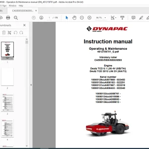 DYNAPAC Vibratory Roller CA5000 CA5500 CA6000 CA6500 Instruction Manual PDF DOWNLOAD