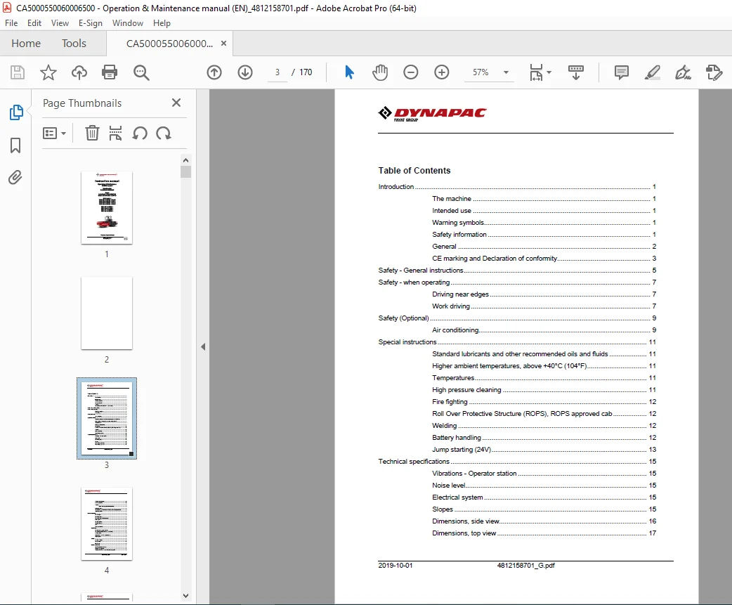 DYNAPAC Vibratory Roller CA5000 CA5500 CA6000 CA6500 Instruction Manual PDF DOWNLOAD - Image 3