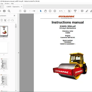 DYNAPAC Vibratory Roller CA600 Engine Cummins 6BTA5.9C Instructions Manual PDF DOWNLOAD