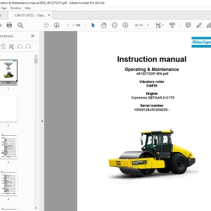 DYNAPAC Vibratory Roller CA610 Engine Cummins 6BTAA5.9-C170 Instructions Manual PDF DOWNLOAD