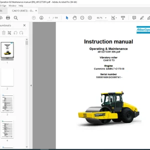 DYNAPAC Vibratory Roller CA610 T3 Engine Cummins QSB6.7-C170-III Instructions manual PDF DOWNLOAD