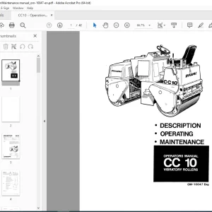 DYNAPAC Vibratory Roller CC 10 Operation & Maintenance Manual PDF DOWNLOAD