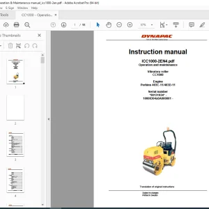DYNAPAC Vibratory Roller CC1000 Operation & Maintenance Instruction Manual PDF DOWNLOAD