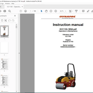 DYNAPAC Vibratory Roller CC1100 Operation & Maintenance Instruction Manual PDF DOWNLOAD