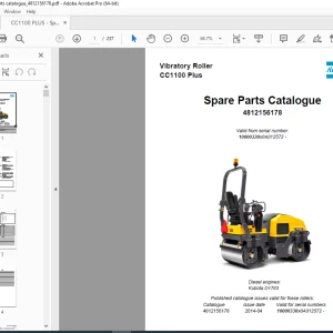 DYNAPAC Vibratory Roller CC1100 Plus Parts Manual 4812156178 PDF DOWNLOAD