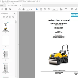 DYNAPAC Vibratory Roller CC1100C CC1200C Operation & Maintenance Manual PDF DOWNLOAD