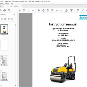 DYNAPAC Vibratory Roller CC1100C CC1200C Operation & Maintenance Manual PDF DOWNLOAD