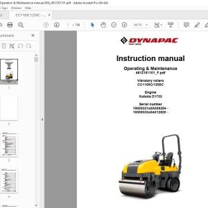 DYNAPAC Vibratory Roller CC1100C CC1200C Operation & Maintenance Manual PDF DOWNLOAD