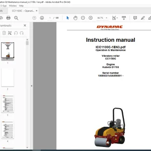 DYNAPAC Vibratory Roller CC1100C Operation & Maintenance Manual PDF DOWNLOAD