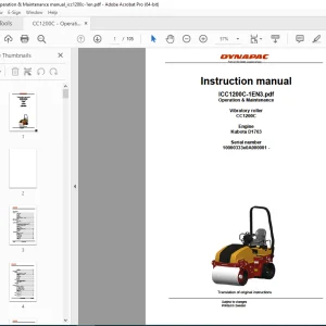 DYNAPAC Vibratory Roller CC1200 Operation & Maintenance Manual PDF DOWNLOAD