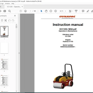 DYNAPAC Vibratory Roller CC1200 Operation & Maintenance Manual PDF DOWNLOAD