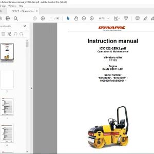 DYNAPAC Vibratory Roller CC122 Operation & Maintenance Instruction Manual PDF DOWNLOAD