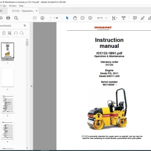 DYNAPAC Vibratory Roller CC122 Operation & Maintenance Instruction Manual PDF DOWNLOAD