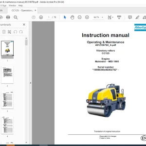 DYNAPAC Vibratory Roller CC125 Operation & Maintenance Instruction Manual PDF DOWNLOAD