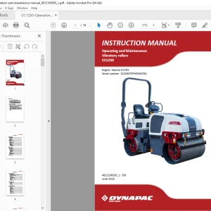 DYNAPAC Vibratory Roller CC1250 Operating & Maintenance Manual PDF DOWNLOAD