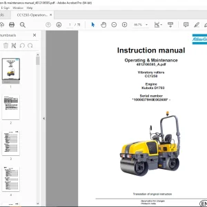 DYNAPAC Vibratory Roller CC1250 Operation & Maintenance Manual PDF DOWNLOAD