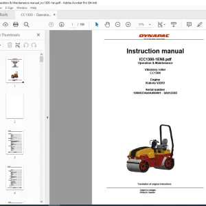 DYNAPAC Vibratory Roller CC1300 Operating & Maintenance Manual PDF DOWNLOAD