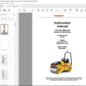 DYNAPAC Vibratory Roller CC142 Operating & Maintenance Instruction Manual PDF DOWNLOAD