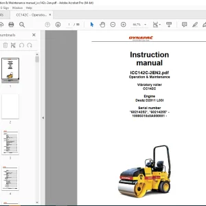 DYNAPAC Vibratory Roller CC142C Operation & Maintenance Instruction Manual PDF DOWNLOAD