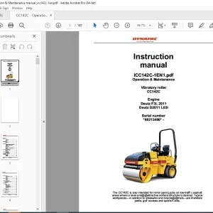 DYNAPAC Vibratory Roller CC142C Operation & Maintenance Instruction Manual PDF DOWNLOAD
