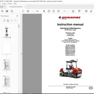 DYNAPAC Vibratory Roller CC224C CC324C CC2200C CC3200C Operation & Maintenance Instruction Manual PDF DOWNLOAD